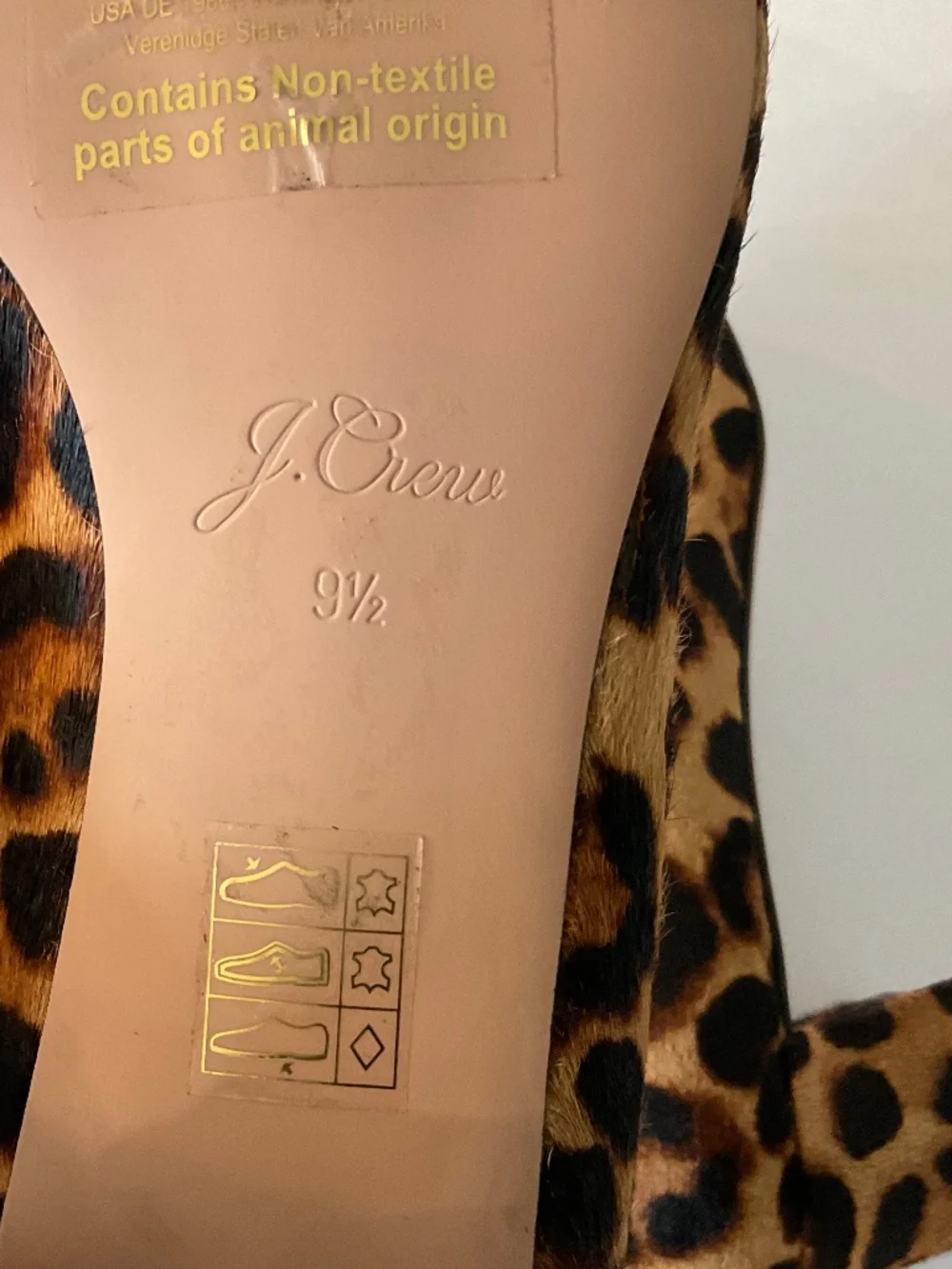 J.CREW Calf Hair Block Heel Pumps in Animal Print Black Tan Size 9.5 LIKE NEW